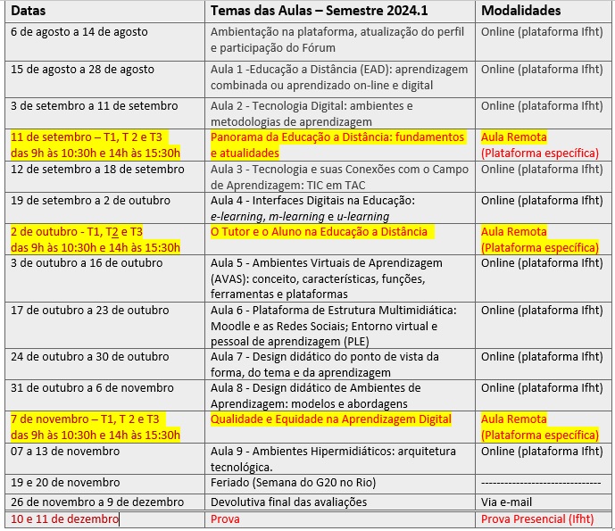 agenda atualizada em 3 de setembro